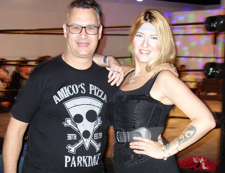 Pizza Toronto Raymi wih Frankie from Amico's Pizza with Raymi the Minx at Hogtown Wrestling