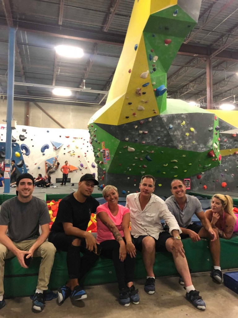 group of bloggers go bouldering